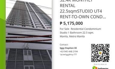 VERY NEAR TO UST RENT-TO-OWN 22.5sqm STUDIO UNIVERSITY TOWER P. NOVAL BEST FOR STUDENT’S HOME OR RENTAL BUSINESS