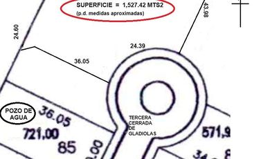 TERRENO EN VENTA, FRACCIONAMIENTO LA FLORIDA, SAN LUIS POTOSI, 1527 METROS,EXCELENTE!