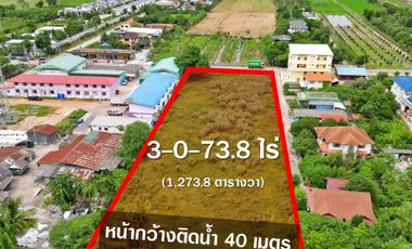 Land for sale next to Phra Udom Canal, Pak Kret, Nonthaburi, 3 rai, near Tha Kwian Temple, Khlong Khoi Subdistrict Administrative Organization, Road 345.