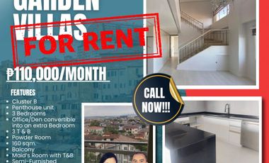 3-Bedroom Upgraded Penthouse Unit For Lease at McKinley Garden Villas near BGC