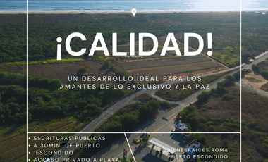 TERRENOS A PIE DE PLAYA EN PUERTO ESCONDIDO, ESCOBILLA PROPIEDAD PRIVADA