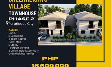 Pre Selling 2 Units Single Attached Greenheights Village Parañaque City.  (Rent to Own)