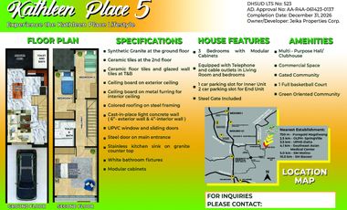 The 3-Bedroom Townhouse for Sale in Kathleen Place 5, Bacoor, Cavite