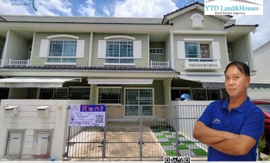2 storey townhome for rent near Mega Bangna, the best location in this area, Indy Bangna km.7, front of the house facing north. front of the house shady all day long.  There is an electric awning, The condition of the house is beautiful to live in.