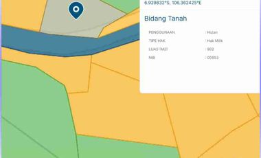 Tanah 902 m² di Cilograng Lebak Banten