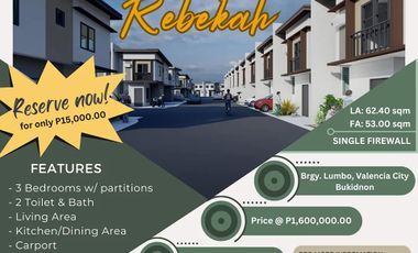 Rebekah Single Firewall House for Sale in Lumbo, Valencia City, Bukidnon