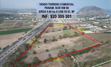 VENDO TERRENO 5.6 HAS PANAMERICANA SUR KM 86 TOTORITAS MALA