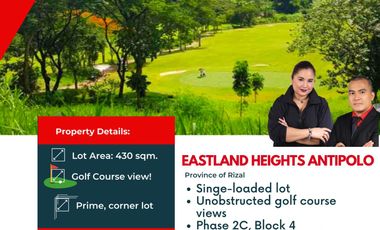 Prime Single-Loaded End Lot Backing the Golf Course For Sale at Eastland Heights Antipolo