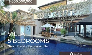 Dijual rumah elite semi villa dengan 5 kamar tidur lokasi di Gatsu Barat Denpasar