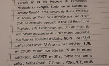 Vendo Parcela en Playa Cocodrilo, Molina V 1178-50-LR-10.20