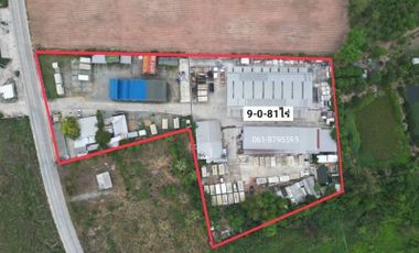 Land for sale with factory, yellow area with polka dots. Near Sriracha Tiger Zoo, Chonburi