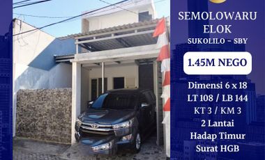 Dijual Rumah Semolowaru Elok Surabaya 1.45M Nego Hadap Timur Ada Carport