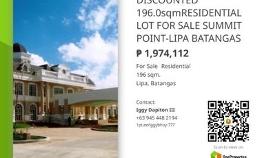 CORNER LOT 196.0sqm RUSH FOR SALE SUMMIT POINT GOLF & RESIDENTIAL ESTATE-LIPA CITY 1.9M SELLING PRICE