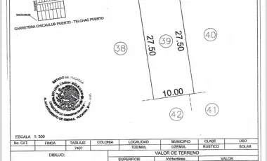 San Benito, Dzemul Terreno en venta, 3era. Fila, en San Benito, Yucatan