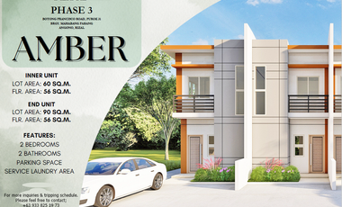 HOUSE AND LOT FOR SALE IN ANGONO RIZAL - AMBER INNER UNIT