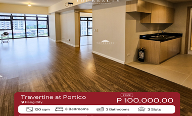 Condominium for Rent in Pasig CIty, 3BR 3 Bedroom Condo Unit in Travertine at Portico