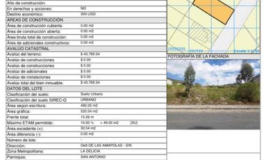 Oportunidad terreno 520 m2,  San Antonio, Urbanización Club La Marca