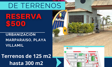 Venta de terreno 125m2 en Urbanización privada a 5 minutos de playas Villamil