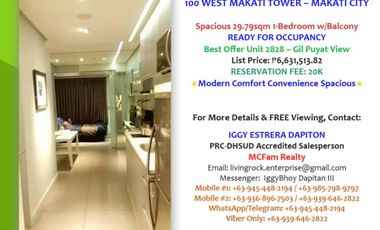 🌟DISCOVER URBAN OASIS LIVING – SPACIOUS 29.79sqm 1-BEDROOM w/BALCONY at 100 West Makati Tower! 🌟