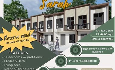 Sarah Townhouse for Sale in Lumbo, Valencia City, Bukidnon