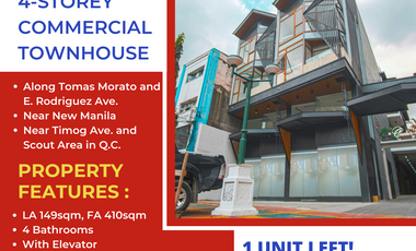 4-Storey Commercial Townhouse in Tomas Morato and E. Rodriguez near Timog and Scout area QC