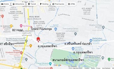 Land for sale on Krungthep Kreetha Road, 260 square meters, near MRT Sri Kritha (Future Line) ---------g Srinakarin-Romklao Road Suitable for a hotel,