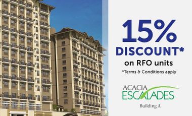 Get 15% Discount Sale on RFO. Sale 1 Bedroom Ready for Occupancy in Pasig near Ateneo De Manila and Eastwood City