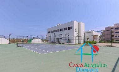 Departamento en condominio con club de playa. Terraza con vista a la alberca