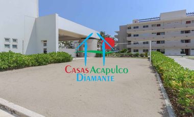 Departamento en condominio con club de playa. Terraza con vista a la alberca