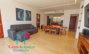 Departamento en condominio con club de playa. Terraza con vista a la alberca