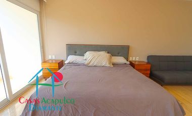 Departamento en condominio con club de playa. Terraza con vista a la alberca