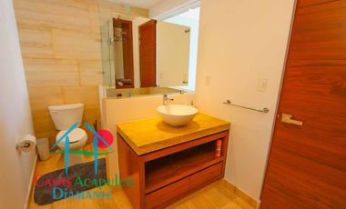 Departamento en condominio con club de playa. Terraza con vista a la alberca