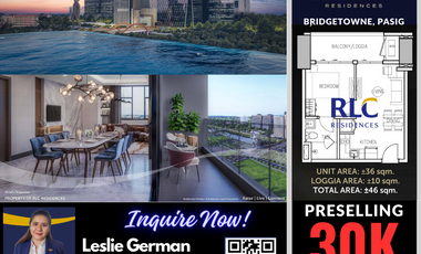 Le Pont Residences in Bridgetowne Pasig city 1BR for sale with up tp 6% Discount