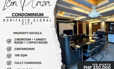 For Rent! Luxurious 2 Bedroom with Spacious Balcony at Icon Plaza BGC