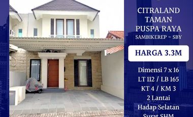Rumah Baru Semi Furnish Citraland Taman Puspa Raya Sambikerep Surabaya Barat Siap Huni