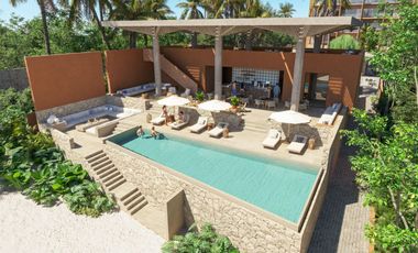 Penthouse con Club de playa frente al mar, Alberca, gym y Salón de eventos, en   Costa mujeres, Cancun.
