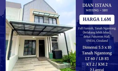 Dijual Rumah Murah Modern Minimalis Langka Dian Istana Wiyung Dekat Graha Family, Pakuwon Mall Dan Citraland Surabaya Barat