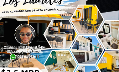 Venta de CASA LOS LAURELES con ALBERCA TOTALMENTE EQUIPADA con calefacción, servicios y amueblada.