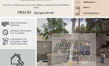 Casa en venta en Av. México 1080 Casa 5, Sta Teresa. La Magdalena Contreras CDMX
