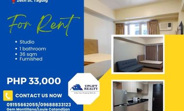 For rent studio unit in Two Maridien at 33k only near Fort strip