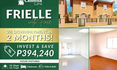 FOR SALE: 2 BEDROOM READY FOR OCCUPANCY IN CAMELLA LIPA BATANGAS