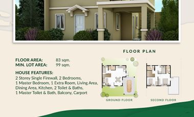 For Construction 4 Bedrooms 2 Storey Single Detached Houses for Sale at Camella, Bogo City, Cebu