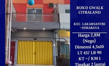 Ruko Dijual Di G-Walk Ruko Taman Gapura Citraland Surabaya Area Kuliner Termurah Nego Sampai Deal