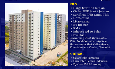 Apartemen 2BR Gunawangsa Gresik Kebomas Murah Strategis dkt Teluk Lamong Gelora Joko Samudro