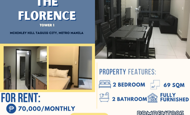 For RENT Two Bedroom with Maids Room and Balcony in THE FLORENCE TOWER 1- McKinley Hills 🏢✨