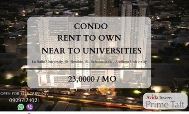 Condo For Sale (1BR) in Avida Towers Prime Taft Very Near to Universities such as La Salle, St. Benilde , St. Scholastica & Arellano University