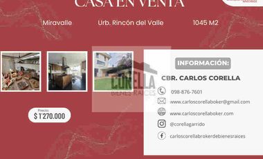 Venta o Renta Casa amoblada  de Lujo Urbanización Rincón del Valle frente Centro Comercial Plaza del Rancho vía Urbanización Rancho San Francisco