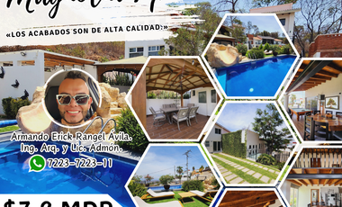 Venta CASA MAGNOLIA VIP con alberca, enorme jardín, vistas panorámicas, cómoda, moderna, amueblada y equipada.