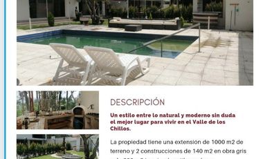 VENTA DE QUINTA CON PISCINA DE AGUA TERMAL EN VALLE DE LOS CHILLOS, LA MERCED.