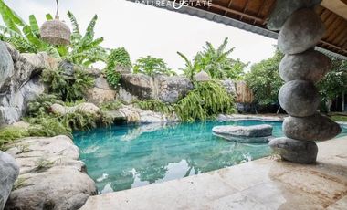 Leasehold 25 years Villa separate of 3 buildsings  with a designer swimming pool and sauna, surrounded by rice fields and mountain view in Ubud Bali